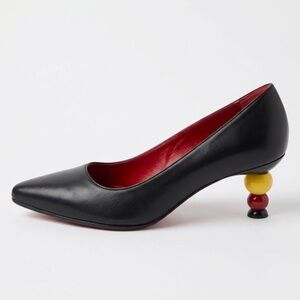 Hester van Eeghen Amsterdam Leather Heels Size 8 Sculptural 2.5” Heel Made Italy